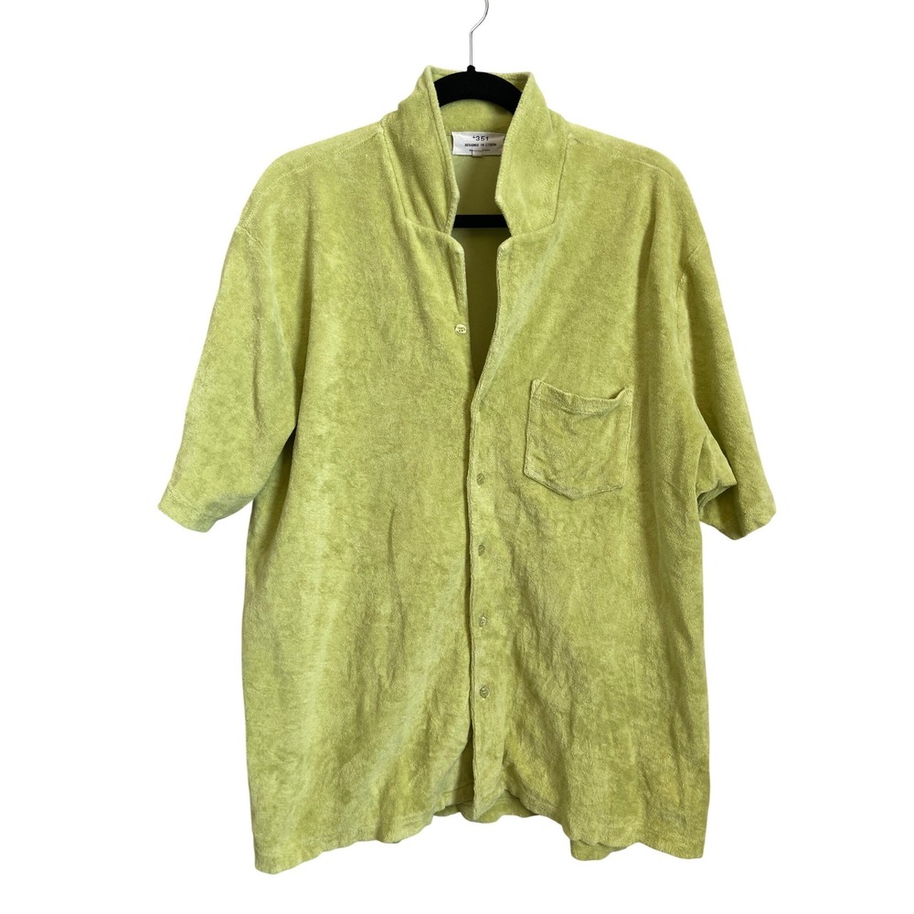 Plus +351 Lisbon Size XL Organic Cotton Terry Cloth Shirt Green Made in Portugal
